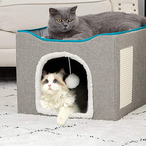 Cube Cute Faltbarer tragbarer Stoff <span class=keywords><strong>Cat</strong></span> Scratcher House Großhandel Indoor Multifunktion ales Haustier bett für Kleintiere - Product Image 5