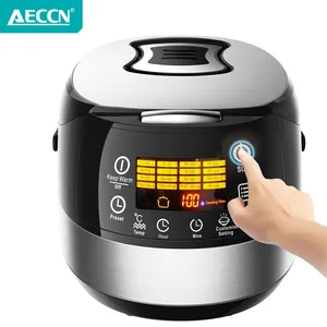 AECCN ODM家居新款5L型电动豪华不锈钢橙色液晶显示屏厨房电器电饭煲