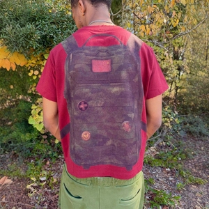 Camiseta Térmica Ajustada para Hombre, Roja, <span class=keywords><strong>Manga</strong></span> Corta, Algodón Slubbed 240gsm, Tejido Tubular Oversize, Sin Marca - Product Image 2