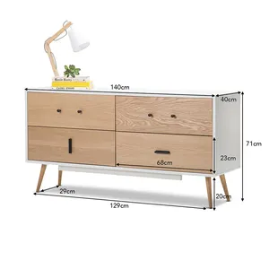 Modern Design Wooden Sideboard Tables Modern Kitchen Storage Cabinet With 4 Drawer And Solid Oak Wood Legs