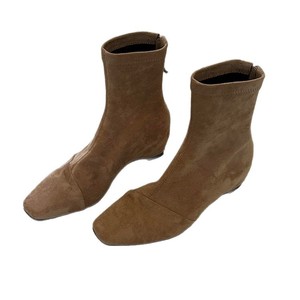 Genuine Leather Retro Suede Slim Ankle <b>Boots</b>, Square Toe Inner Heightening Short <b>Boots</b> with Back Zipper for Women - Product Image 5