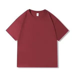 Alta Qualidade 100% Algodão Peso Pesado Luxo Tshirt Unisex Impressão Personalizada Logotipo Mock Neck Em Branco T Shirt Oversize T-shirt dos homens