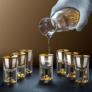 Mini carafes à vin en verre gravées à la main en cristal 500ml, service unique, <span class=keywords><strong>Carafe</strong></span> en verre à vin avec échelle, <span class=keywords><strong>Carafe</strong></span> avec verre à gobelet - Product Image 3