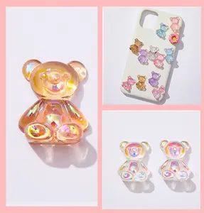 Laser Transparent Bear Resin Accessories Resin Flatback Iphone Case Crcos For Decoration