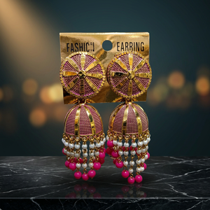 Pendientes colgantes vintage de plata chapada en oro Jhumka, joyería de plata exportada al por mayor para mujeres y niñas - Product Image 3
