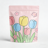 Sac d'emballage refermable coloré personnalisé avec imprimé floral mat, réutilisable, imperméable et anti-odeur