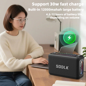 Altoparlante <span class=keywords><strong>Karaoke</strong></span> S530 150W DSP BT con 2 Microfoni Wireless Ricaricabili, TWS, TF, <span class=keywords><strong>USB</strong></span>, Porta da 6,5mm, EQ, Bassi Potenti, Registrazione, Boombox per Feste - Product Image 6