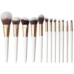 Hot Sales Free Samples 2022 12 pcs Premium White Wholesale Vegan Custom Quality Buy Make Up Brushes Private Label