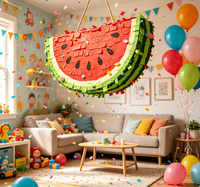 Piñata en forme de pastèque, décor de fête d'anniversaire sur le thème des fruits colorés, piñata mignonne en forme de pastèque, cadeaux pour les fêtes d'anniversaire des garçons et des filles
