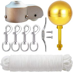 Kit di riparazione parti Hardware asta bandiera 3 "Topper sfera d'oro Halyard Rope 6" gancio per tacchette 4 bandiera girevole moschettoni puleggia asta - Product Image 2