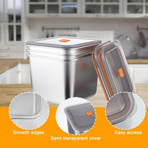 Stainless Steel <b>Lunch</b> <b>Box</b> with Plastic Lid for Adults Leakproof 304 Bento <b>Box</b> Meal Prep Food Container Large Capacity BPA Free - Product Image 5