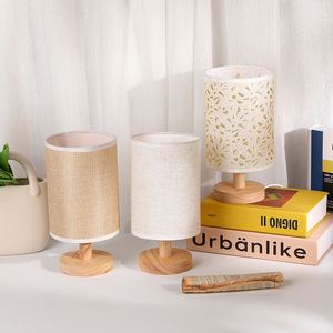 Simple Fabric Wooden Base Night Lamp Soft <b>Light</b> Cozy Atmosphere Wooden Table Lamp for Bedside - Product Image 6
