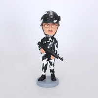 Base de figurine bobblehead en résine écologique personnalisée à partir de photo, figurines d'action militaires sculptées et artisanales, cadeau sur mesure