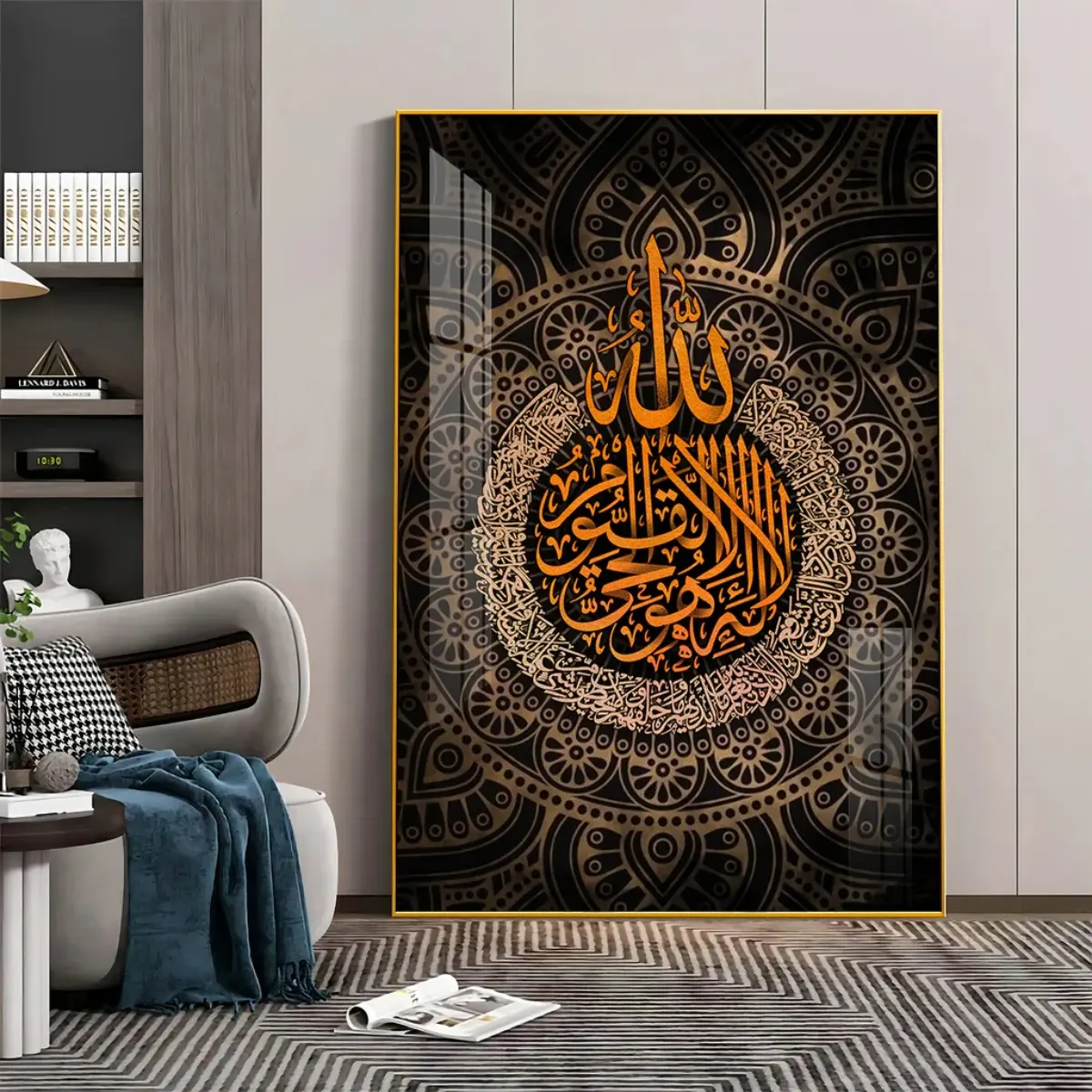 עיצוב בית אסלאמי אמנות תליית קיר גדול קישוט אמנות קיר ערבית קליגרפיה איסלאם קריסטל פורצלן ציור קיר אמנות מסגרת