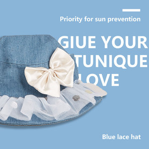 New Dog Cat Denim Fashion Cute Pet Bow Lace Washable Eco-Friendly <b>Hat</b> Summer Modern Outdoor Sunscreen Fisherman's <b>Hat</b> Wholesale - Product Image 6