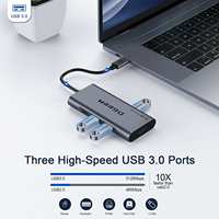 QGEEM 7 in 1 USB C Hub, Adaptor 4K dengan Pengisian Daya PD 100W, 3 Port USB 3.0, Pembaca Kartu SD/TF untuk MacBook, iPhone 15-17