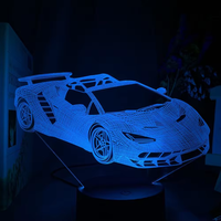 Voiture de sport en acrylique Avion Veilleuse 3D Plaque acrylique Changement de couleur RVB Lampe de bureau LED Lampe à illusion 3D