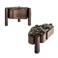 Tables d'appoint modernes et durables de fabrication professionnelle, table basse de rangement avec plateau en bois et marbre, mobilier de salon garantie 3 ans