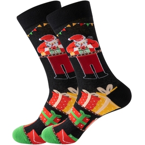 Chaussettes en coton tricotées <span class=keywords><strong>fantaisie</strong></span> de haute qualité pour l'automne et Noël, motif jacquard Père Noël et sapin de Noël, amusantes, séchage rapide pour les fêtes - Product Image 5