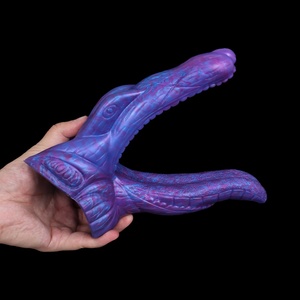 Dildo de silicona de doble cabeza, pene de goma con forma de monstruo animal, plug anal, juguete sexual para estimulación y masturbación lésbica - Product Image 4