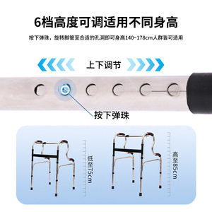 Déambulateur antidérapant à quatre roues pour personnes âgées, en acier inoxydable, double courbure, avec chariot de rangement à roulettes, fonctionnement manuel, Hebei - Product Image 3