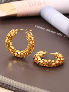 Juego <span class=keywords><strong>de</strong></span> Joyería <span class=keywords><strong>de</strong></span> Acero Inoxidable al por Mayor, Aros Gruesos Hipoalergénicos, Chapados en <span class=keywords><strong>Oro</strong></span> <span class=keywords><strong>de</strong></span> 18K, Joyería <span class=keywords><strong>de</strong></span> Moda Vintage, Pendientes <span class=keywords><strong>de</strong></span> Botón - Product Image 4