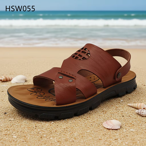 HY, Sandalias de Playa para <span class=keywords><strong>Hombre</strong></span>, Talla Grande, Punta Abierta, Precio Económico, Estilo Africano, Color Marrón, para Vacaciones en la Playa, HSW055 - Product Image 1