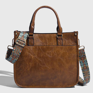Sac fourre-tout rétro pour femme avec fermeture éclair, sac à bandoulière décontracté à large sangle, inspiré de l'Europe et des États-Unis - Product Image 1