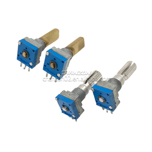 R097 9mm potensiometer putaran tunggal, <span class=keywords><strong>Resistor</strong></span> variabel poros datar B10K B20K 50K 20mm asli dapat disesuaikan - Product Image 4