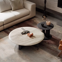 Table basse en marbre minimaliste haut de gamme de designer italien ensemble de tables à thé de style wabi-sabi pour meubles de salon à domicile