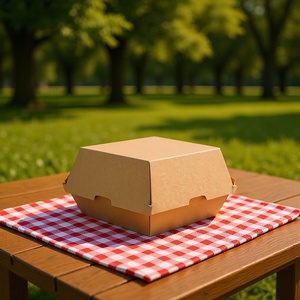 Caja de Cartón Corrugado Personalizada XDFPAK, Desechable, Ecológica, Reciclable, Tipo Concha, <span class=keywords><strong>para</strong></span> <span class=keywords><strong>Hamburguesas</strong></span>, Aperitivos, Caja Caliente - Product Image 1