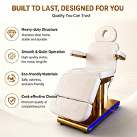 Ensemble de fauteuils de massage et de beauté haut de gamme personnalisés avec base en acier inoxydable doré, éclairage LED, revêtement en PU, réglage sur 3 niveaux