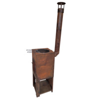 Artículos de Jardinería, Chimeneas Multifuncionales para Jardín, Brasero Cuadrado de Leña para Exteriores, Brasero de Corten
