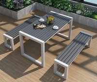 Ensemble table et chaises de salle à manger en fer pour cour, parc, balcon, restaurant décontracté, table à thé longue, imperméable, résistant aux UV