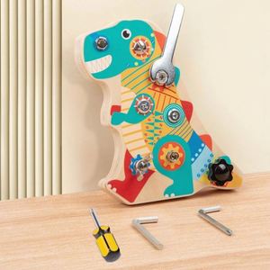 Sturdy Durable Montessori <b>Tools</b> Autism Sensory Wooden Toy Dinosaur Shape Screwdriver Board <b>Set</b> - Product Image 4