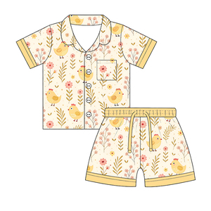 Conjunto de Pijama de Seda de Leche para Niños, Manga Corta, con Botones, Ropa de Dormir Infantil, Impresión Personalizada, OEM, ODM - Product Image 1