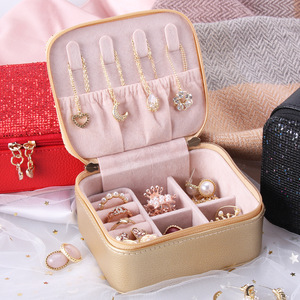 Portable Jewelry Case Made of PU Leather Zipper Flip Jewelry Case Wholesale Cool and <b>Explosive</b> Jewelry Case - Product Image 2
