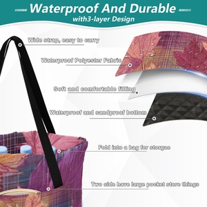 Hawaiian Tropical <b>Leaves</b> Oversized BBQ Blanket Waterproof Picnic Quilted Washable Camping Mat Foldable Picnic Bag - Product Image 3
