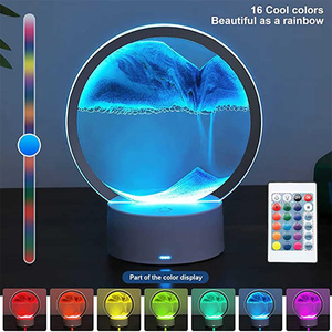 3 D di chuyển cát dẫn ánh sáng nghệ thuật hình ảnh sandscape Vòng thủy tinh <span class=keywords><strong>3D</strong></span> biển sâu hiển thị chảy cát Khung Đèn LED bảng đèn - Product Image 6