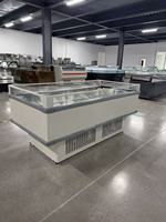 Vitrine réfrigérée ouverte à plateau plat pour la présentation de viande fraîche pour boucherie, supermarché, magasin