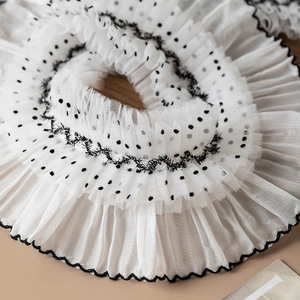 Pizzo in Chiffon morbido <span class=keywords><strong>con</strong></span> motivo a pois in pizzo Sexy e Sexy filo nero e rifilatura di <span class=keywords><strong>lacci</strong></span> decorativi per festa di nozze - Product Image 1