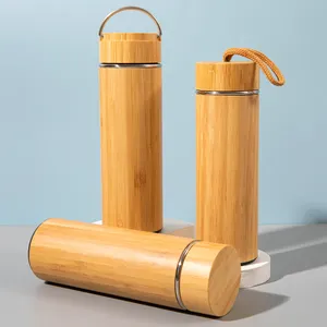 2023 Hot Sale Eco Friendly Stainless Steel Tumbler Bamboo Bottle Vacuum Flask Water Bottle