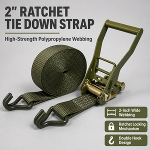 Sangle à <span class=keywords><strong>cliquet</strong></span> robuste en PP de 3 mm d'épaisseur avec doubles crochets en J, OEM ODM, sangle de fixation de cargaison, fourniture directe d'usine - Product Image 2