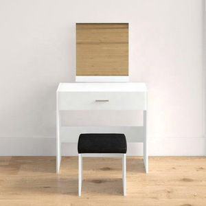 White Victorian Glam Small <strong>Narrow</strong> Simple Designs <strong>Dressing</strong> Vanity Organizer Makeup Desk Chairs for Makeup <strong>Table</strong> - Product Image 3