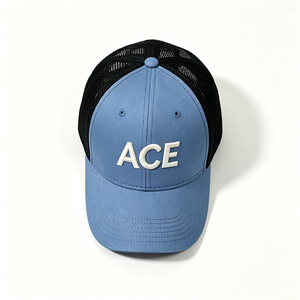 Two Tone 6-Panel 100% Polyester Canvas Trucker <b>Hat</b> Trucker <b>Cap</b> 3D Embroidery ACE Logo Mesh Back Breathable Summer Outdoor - Product Image 3