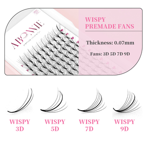 Наращивание ресниц Abonnie: готовые пучки с тонким основанием, 3D, 5D, 7D, 9D, с широким кончиком, 0.07, длинный стебель - Product Image 6