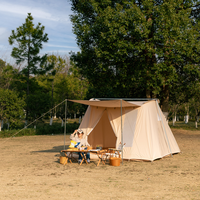 Tente spacieuse à une chambre, design multi-portes/fenêtres, ventilation optimisée, pour 3 à 5 personnes, toutes saisons, imperméable, résistante aux déchirures, en coton technique 210G