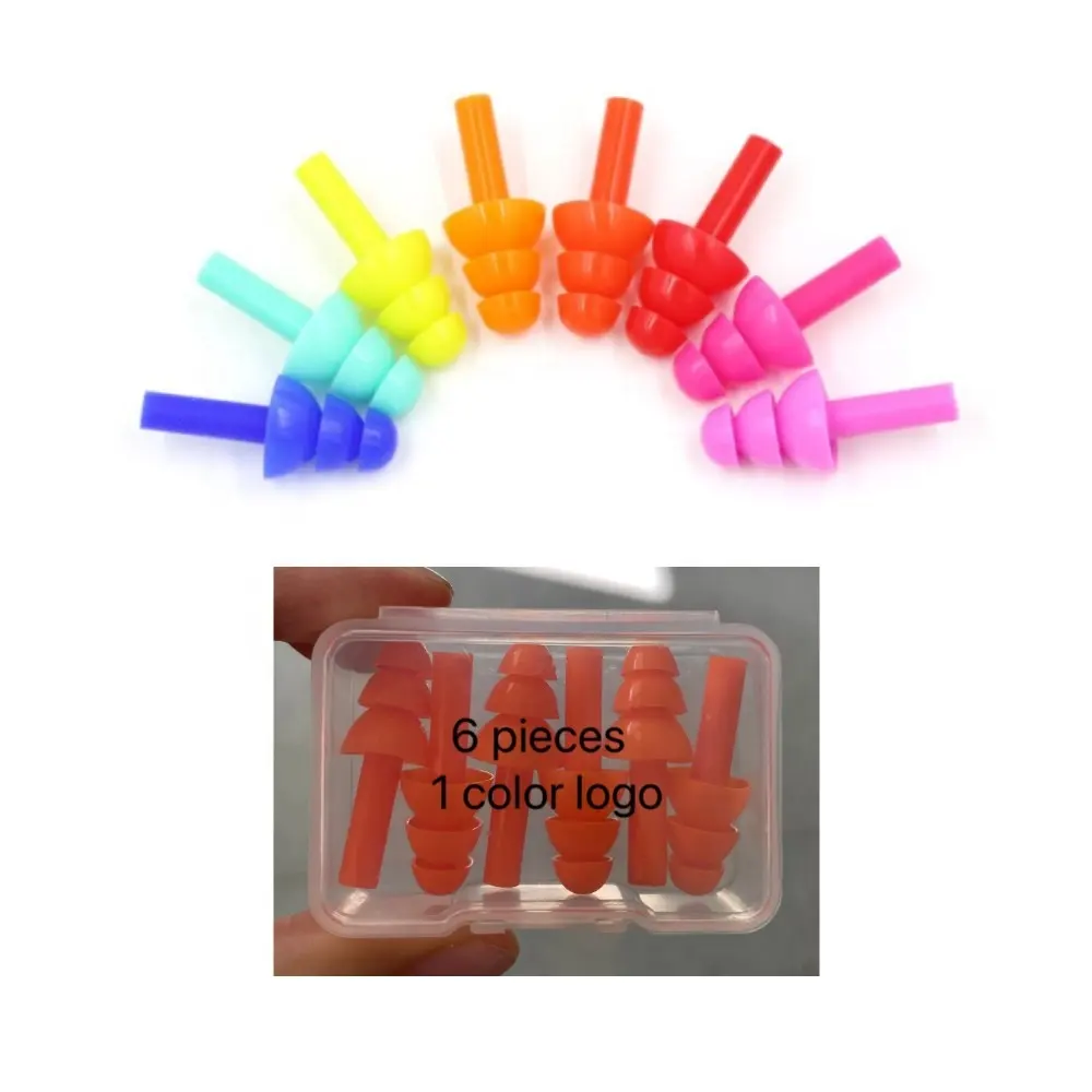 3 paia di tappi per le orecchie in Silicone con Logo personalizzato per la riduzione del rumore tappi per le orecchie impermeabili con custodia in plastica per dormire