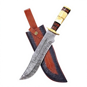 Black Smith 1987 Custom Handmade Damascus Bowie <b>Knife</b> 13 Inch <b>Handle</b> <b>Bone</b> With RoseWood With Brass Bolster - Product Image 1