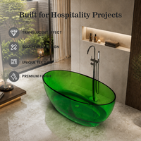 Baignoire portable autoportante en résine transparente personnalisable de diverses couleurs, type bateau sanitaire, pour spa capillaire japonais